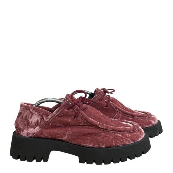 Free People Convertible Velvet Loafer Oxfords In Smoked Pink Women's Sz 8.5 - Picture 1 of 7